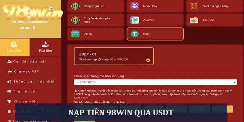 Thắc mắc liên quan đến quy trình nạp tiền 98win